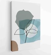 Botanical wall art vector set. Earth tone boho foliage line art drawing with abstract shape. 3 - Moderne schilderijen – Vertical – 1881805138 - 80*60 Vertical