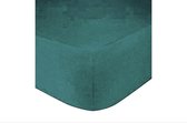 Premium hoeslaken-jersey-100% katoen -stretch-2Persoons-140x200+30cm Hoekhoogte - Groen blauw