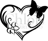 Chloïs Glittertattoo Sjabloon 5 Stuks - Butterfly Heart - CH4817 - 5 stuks gelijke zelfklevende sjablonen in verpakking - Geschikt voor 5 Tattoos - Nep Tattoo - Geschikt voor Glitt