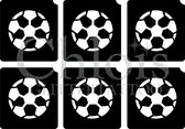 Chloïs Glittertattoo Sjabloon - Soccer Football - Multi Stencil - CH9651 - 1 stuks zelfklevend sjabloon met 6 kleine designs in verpakking - Geschikt voor 6 Tattoos - Nep Tattoo -
