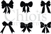 Chloïs Glittertattoo Sjabloon - Bow - Multi Stencil - CH9401 - 1 stuks zelfklevend sjabloon met 6 kleine designs in verpakking - Geschikt voor 6 Tattoos - Nep Tattoo - Geschikt voo