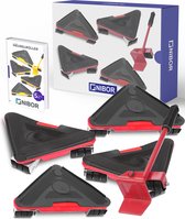 Nibor® Meubelroller Set 4x Meubeltransporter Trolley Transporthulp - 5 Delig Meubelverplaatser - Meubelglijders - Meubel Roller - Meubelhondje - Rood - 800 KG- GRATIS E-book