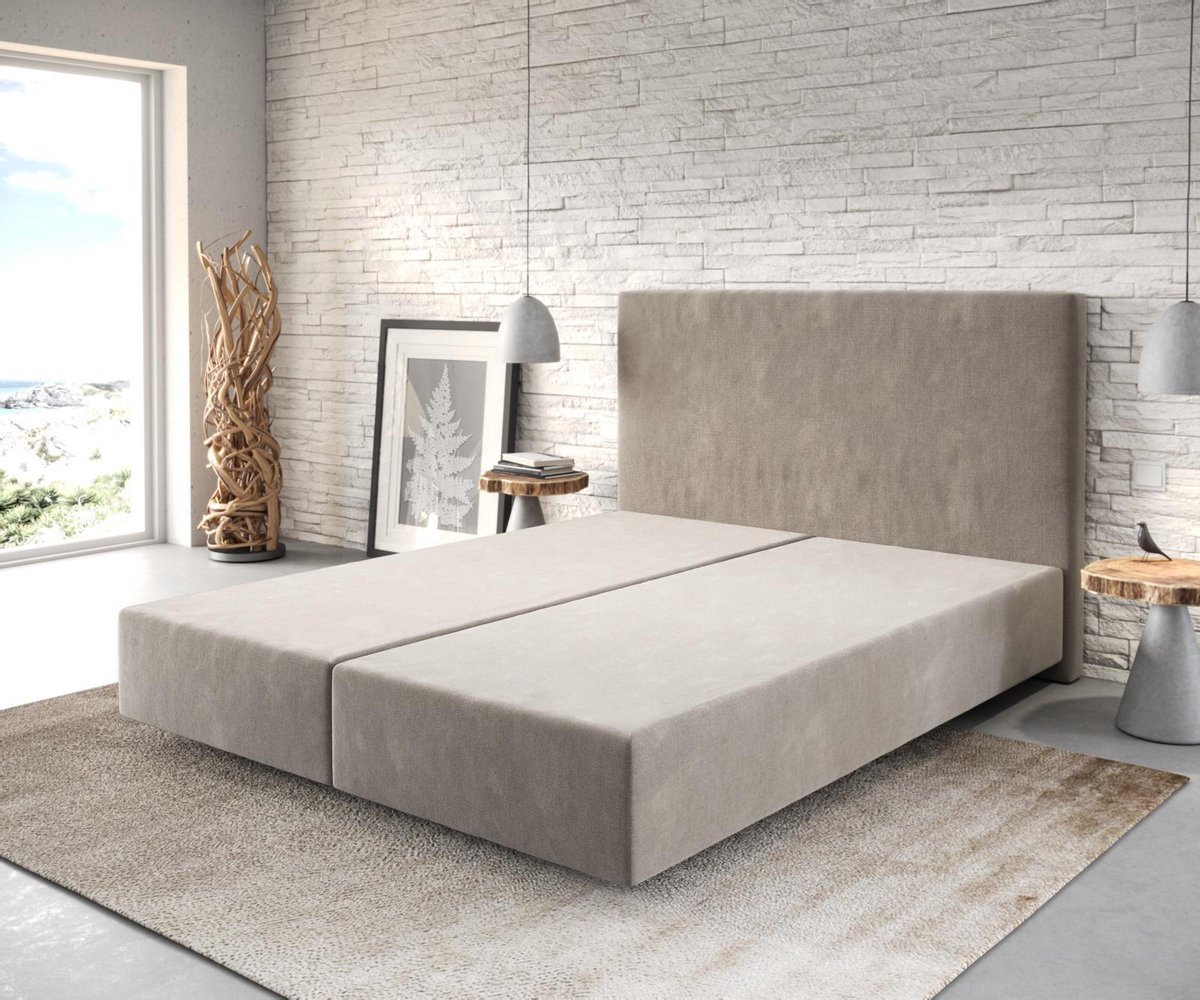 Boxspring frame Dream-Well Beige 160x200 cm Mikrofaser Beddengoed