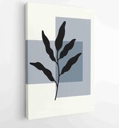 Botanical wall art vector set. Foliage line art drawing with abstract shape. 1 - Moderne schilderijen – Vertical – 1862308444 - 115*75 Vertical