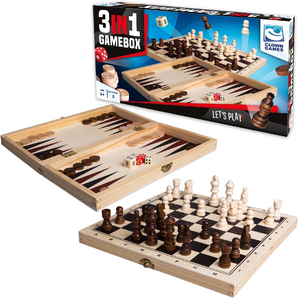 Clown Games - 3-In-1 Spellendoos - Hout