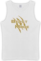 Witte Tanktop met  " Beast Mode " print Goud size XXL