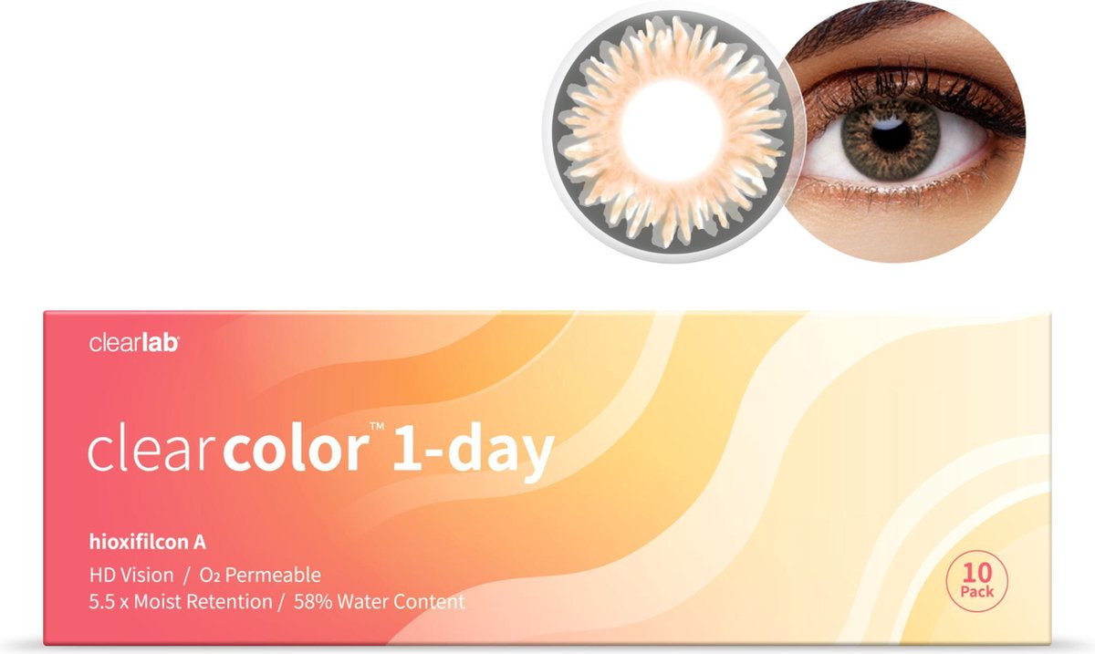 +5.50 - Clearcolor™ 1-day Hazel - 10 pack - Daglenzen - Kleurlenzen - Hazel