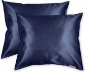 Beauty Pillow® Original - Satijnen Kussenslopen - Voordeelset - Duo Pack - Galaxy Blue - 60x70 cm