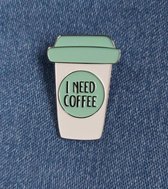 CGB Giftware GYM  & TONIC “I NEED COFFEE” PIN BADGE