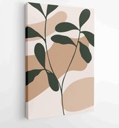 Botanical wall art vector set. Earth tone boho foliage line art drawing with abstract shape 4 - Moderne schilderijen – Vertical – 1888031896 - 80*60 Vertical