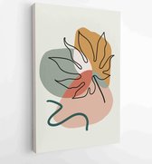 Botanical wall art vector set. Earth tone boho foliage line art drawing with abstract shape 2 - Moderne schilderijen – Vertical – 1888031893 - 40-30 Vertical