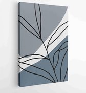 Botanical wall art vector set. Earth tone boho foliage line art drawing with abstract shape. 2 - Moderne schilderijen – Vertical – 1881805189 - 80*60 Vertical