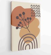 Botanical wall art vector set. Earth tone boho foliage line art drawing with abstract shape. 1 - Moderne schilderijen – Vertical – 1881805201 - 50*40 Vertical