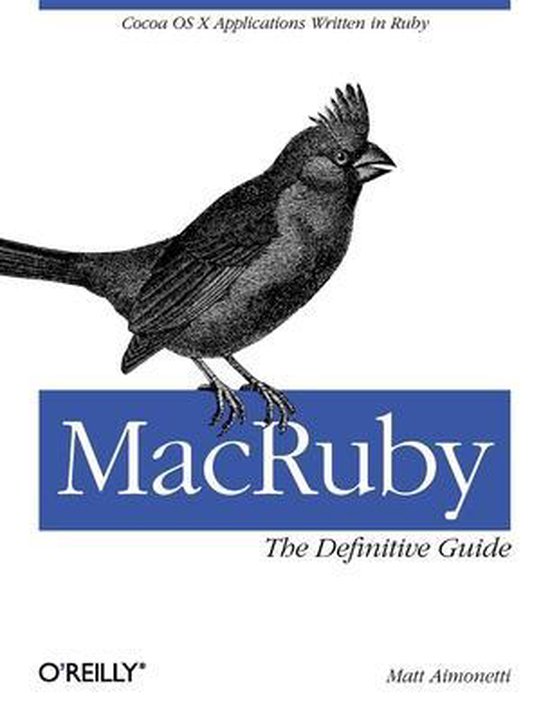 Boek 'MacRuby: The Definitive Guide' met een zwart-witte illustratie van een vogel.