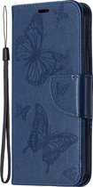 Apple iPhone 12 Pro Max Hoesje - Mobigear - Butterfly Serie - Kunstlederen Bookcase - Blauw - Hoesje Geschikt Voor Apple iPhone 12 Pro Max