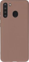 Samsung Galaxy A21 Hoesje - Mobigear - Color Serie - TPU Backcover - Bruin - Hoesje Geschikt Voor Samsung Galaxy A21