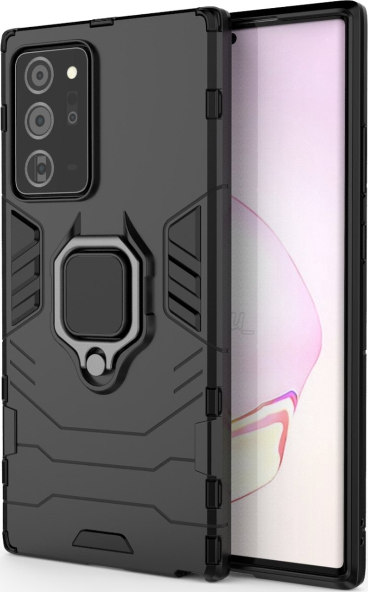 Mobigear Hoesje geschikt voor Samsung Galaxy Note 20 Ultra Telefoonhoesje Hardcase | Mobigear Armor Ring Backcover Shockproof met Ringhouder | Schokbestendig Galaxy Note 20 Ultra Telefoonhoesje | Anti Shock Proof - Zwart