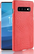 Samsung Galaxy S10 Hoesje - Mobigear - Krokodil Serie - Hard Kunststof Backcover - Rood - Hoesje Geschikt Voor Samsung Galaxy S10