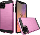 Apple iPhone 11 Pro Max Hoesje - Mobigear - Brushed Armor Serie - Hard Kunststof Backcover - Roze - Hoesje Geschikt Voor Apple iPhone 11 Pro Max