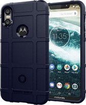 Motorola One Hoesje - Mobigear - Rugged Shield Serie - TPU Backcover - Blauw - Hoesje Geschikt Voor Motorola One