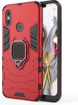 Xiaomi Mi 8 Hoesje - Mobigear - Armor Ring Serie - Hard Kunststof Backcover - Rood - Hoesje Geschikt Voor Xiaomi Mi 8
