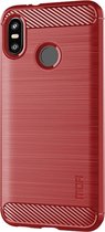 Mobigear Brushed Slim Telefoonhoesje geschikt voor HTC U12 Life Hoesje Flexibel TPU Backcover - Rood