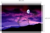 Natuur - Purple SKY - Boom - Maan - Canvas - woonkamer - Slaapkamer - kaarten  - Canvasdoek - woonkamer - schilderijen - schilderdoek - Slaapkamer - wandpaneel - Canvas