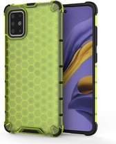Samsung Galaxy A51 Hoesje - Mobigear - Honeycomb Serie - Hard Kunststof Backcover - Groen - Hoesje Geschikt Voor Samsung Galaxy A51