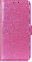 Samsung Galaxy A90 Hoesje - Mobigear - Glitter Serie - Kunstlederen Bookcase - Roze - Hoesje Geschikt Voor Samsung Galaxy A90