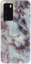 Mobigear Hoesje geschikt voor Huawei P40 Telefoonhoesje Flexibel TPU | Mobigear Marble Backcover | P40 Case | Back Cover - Grijs