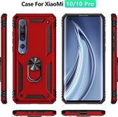 Xiaomi Mi 10 Pro Hoesje - Mobigear - Armor Ring Serie - Hard Kunststof Backcover - Blauw - Hoesje Geschikt Voor Xiaomi Mi 10 Pro