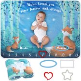 Mijlpaaldeken - Kraamcadeau Jongen - Milestone Deken - Babyshower Cadeau - Inclusief Frames - 130x100 cm