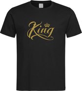 Zwart T shirt met  " King " print Goud size XL