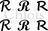 Chloïs Glittertattoo Sjabloon - Letter R - Multi Stencil - CH9738 - 1 stuks zelfklevend sjabloon met 6 kleine designs in verpakking - Geschikt voor 6 Tattoos - Nep Tattoo - Geschik