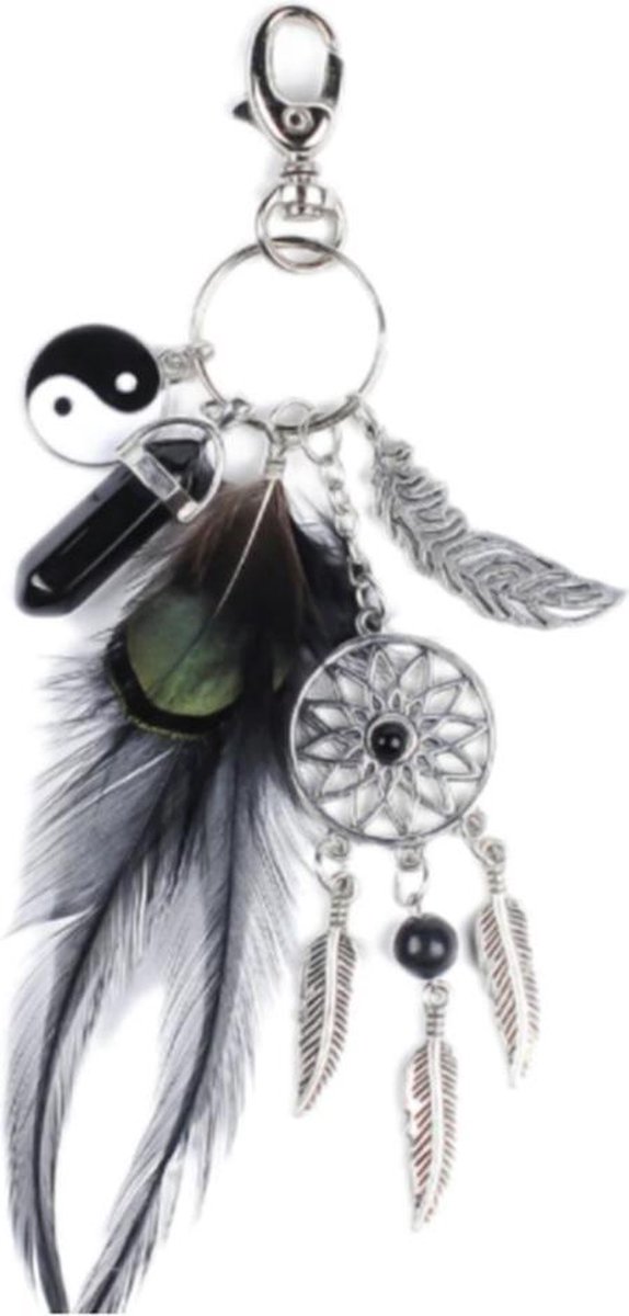 DW4Trading Dromenvanger Sleutelhanger - Dreamcatcher - Zwart