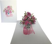 pop-up lelie kaart-wenskaart -felicitate-verjaardag-3D- bloemen