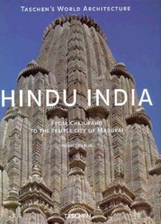 Boek "Hindu India" met de Gopakumartempel op de kaft. Tekst: "TASCHEN'S WORLD ARCHITECTURE HINDU INDIA FROM KHAJURAHO TO THE TEMPLE CITY OF MADURAI"