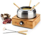 Klarstein Bamboe fondue - roestvrij stalen pan - voor maximaal 6 personen - thermostaat -  1,3 liter max. - 800W