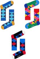 Happy Socks - Argyle - Ruitjes sokken - 3 Pack - Maat 36-40