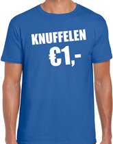 Fun t-shirt - knuffelen 1 euro - blauw - heren - Feest outfit / kleding / shirt L