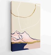 Luxury Gold Mountain wall art vector set. Earth tones landscapes backgrounds set with moon and sun. 4 - Moderne schilderijen – Vertical – 1871795821 - 50*40 Vertical