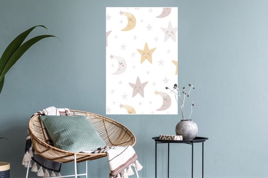 Stickers muraux - Lune - Etoiles - Design - Garçons - Filles - Bébé - 40x60 cm - Film adhésif