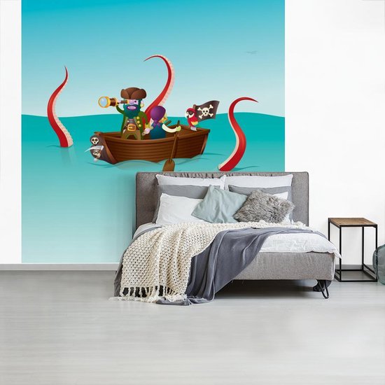 Somatische cel via hospita Behang - Fotobehang - Kinderillustratie van twee piraten op zee - Breedte  450 cm x... | bol.com