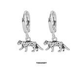 Bukuri Jewelry - Luipaard oorbellen zilverkleurig, oorhangers luipaard , tijger