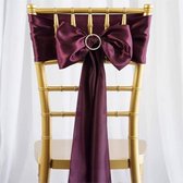 2 x bruiloft satijnen stoel decoratie strik pruimkleurig