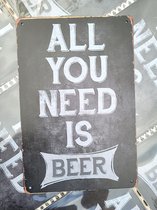 Beer | All you need is | wandborden metaal | 20 x 30cm