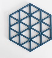 Onderzetter Blauw Driehoekjes / Pannenonderzetter / Glazenonderzetter / Design - Puzzel / Deco / Siliconen / Hittebestendig - Grijs - Blauw - Rood