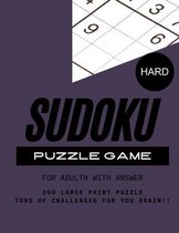 Sudoku Puzzle Game Hard Level for Adult with Answer