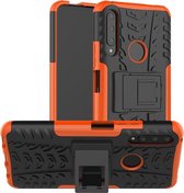 Voor Huawei Honor 9X Pro Tire Texture Shockproof TPU + PC beschermhoes met houder (oranje)