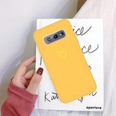 Voor Galaxy S10 Golden Love Heart Pattern Frosted TPU beschermhoes (geel)